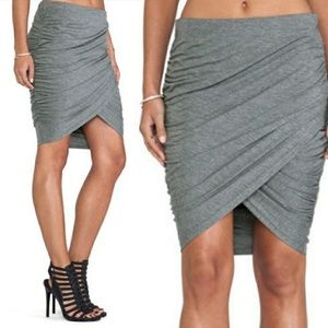 Gray Spandex Wrap Bodycon Mini Skirt